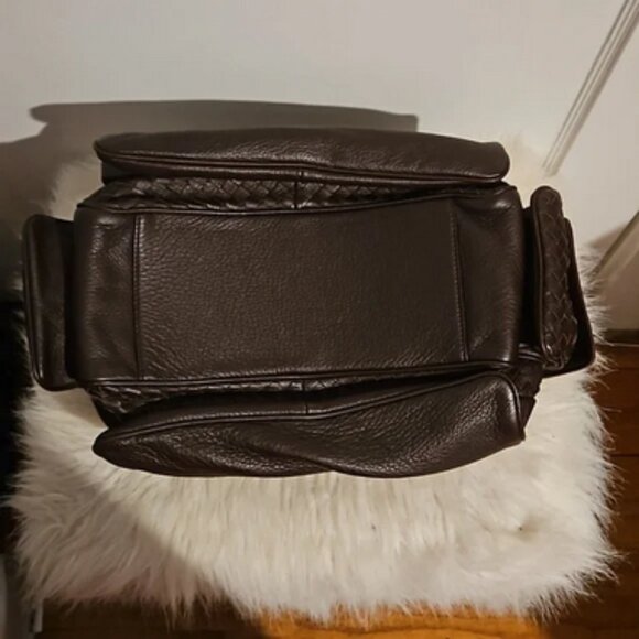 Authentic Bottega Veneta dark chocolate Intrecciato Cervo Cocker Satchel Hobo - Picture 11 of 13